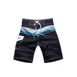 Men Elegent Striped Pattern Drawstring Waist Pockets Styled Thin Summer Casual Beach Short - ZWBS1111