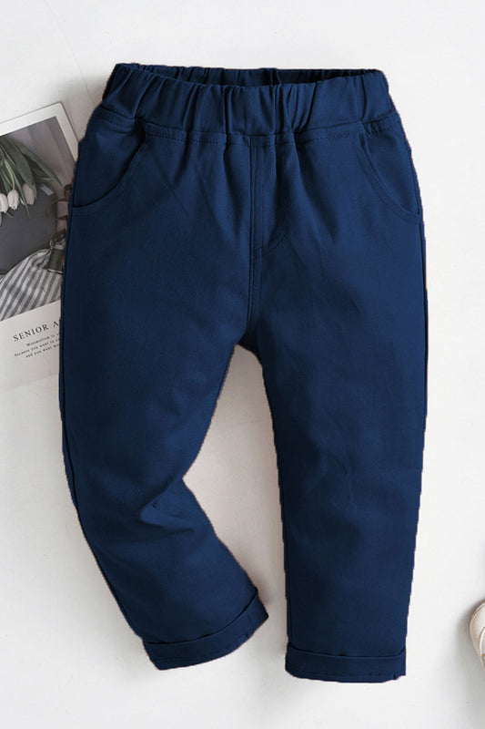 Kids Boys Nice Solid Pattern Elasticated Waist Useful Side Pockets Easily Wearable Jeans - BJN6114656