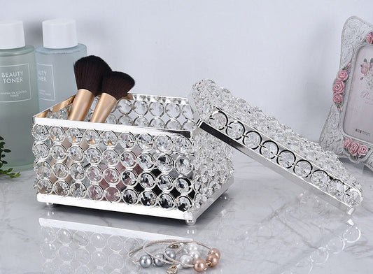 Luxury Style Crystal Glass Transparent Small Exquisite Cosmetics and Skin Care Product Storage Box