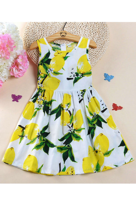 Kids Girls Magnificent Qualited Thin Fabric Crafted Printed Pattern Back Zip Closure Lovely Skirt Dress - KGD114641