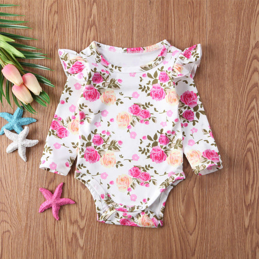 Baby & Toddler Infant Newborn Long Butterfly Sleeve Romper Outfits Jumpsuit - BTGR8457