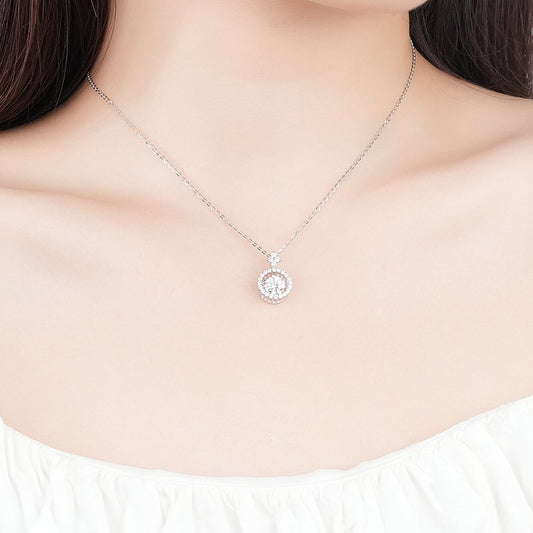 Moissanite smart necklace women's s925 sterling silver round beating heart clavicle chain