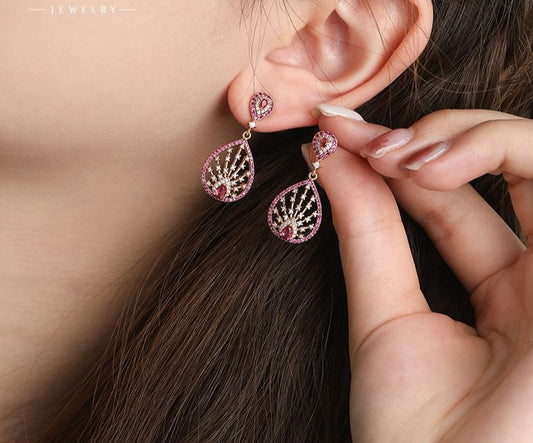Jewelry ins simple and fashionable tassel earrings micro-studded with zirconium elegant earrings
