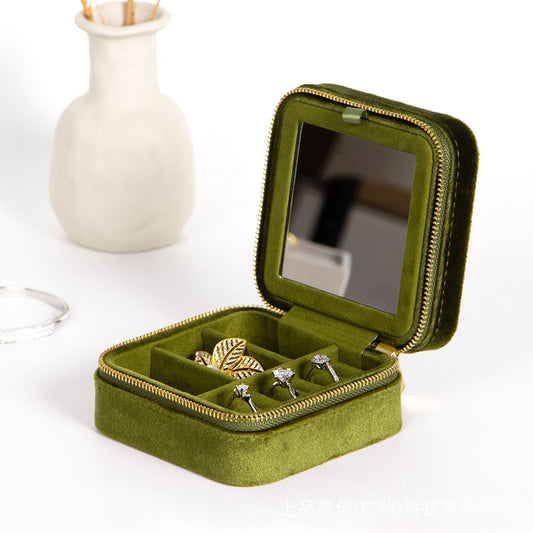 Green Red Color Girl Birthday Gift For Jewelry Storage Travel Mini Portable Ring Necklace Bracelet Velvet Box