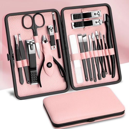 Ready stock nail clipper set 18-piece nail scissors complete set of manicure stainless steel dead skin scissors tool finger