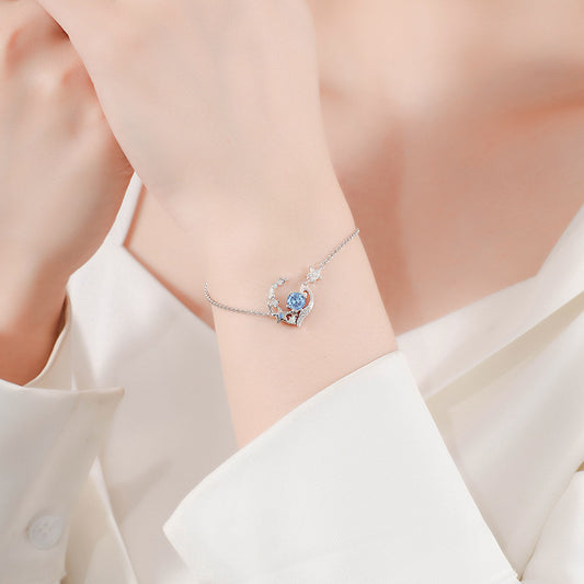 Design Midsummer Night Star Bracelet for women s925 sterling silver star love sea blue zircon bracelet
