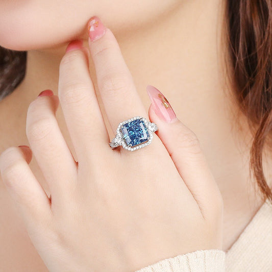 Original design S925 sterling silver ice flower cut pink zircon ring women's micro-set luxury high-end ring