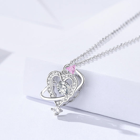 Heart necklace for women s925 silver love zircon clavicle chain light luxury versatile smart pendant Valentine's Day gift