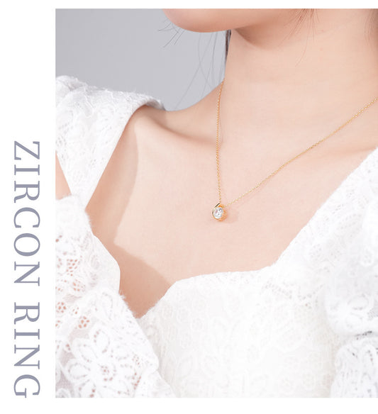 Light luxury niche pendant design pendant silver s925 moissanite round necklace for women
