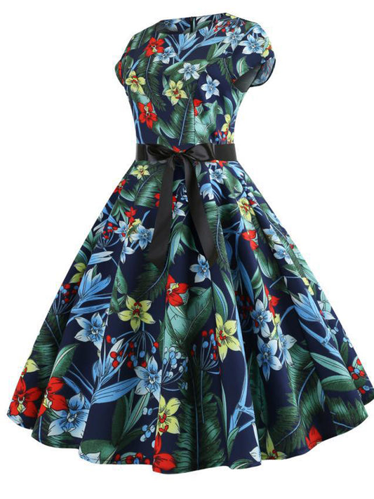 Ketty More Women Floral Round Neck Stylilsh Swing Dress