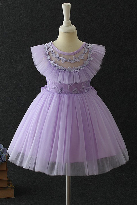 KettyMore Toddler Girls Ruffled Bust Round Neck Wedding Party Dress-BTGDC40059