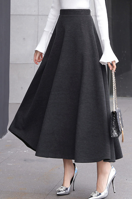 Ketty More Women Fashionable Solid Colored Thick & Warm Long Sleeve Mid-Length Winter Warm Skirt-WSKC62009