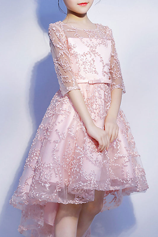Ketty More Kids Girls Lace Decorated Shiny Fancy Dress-KMKGDC2678