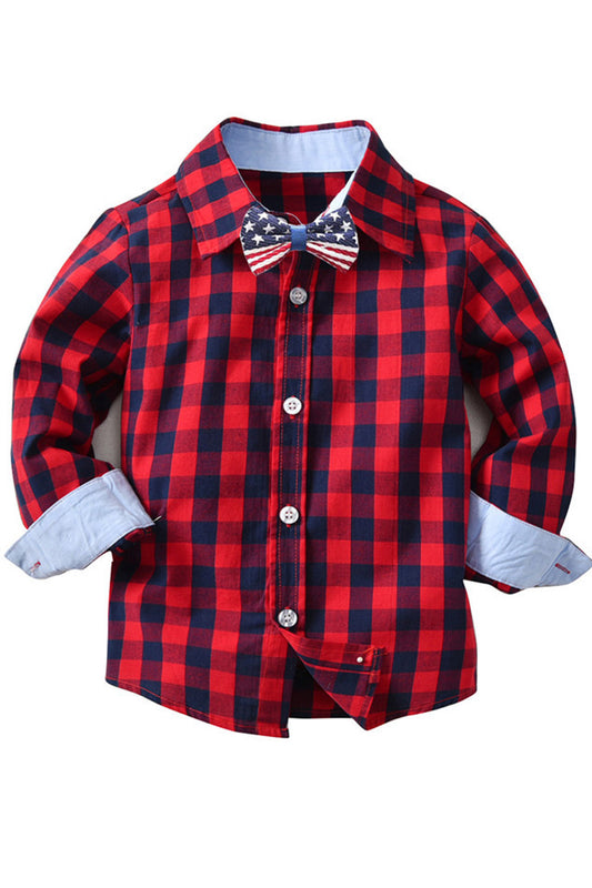Kids Boys Collar Bow Bow Tie Casual Shirt - C11059TCKBS