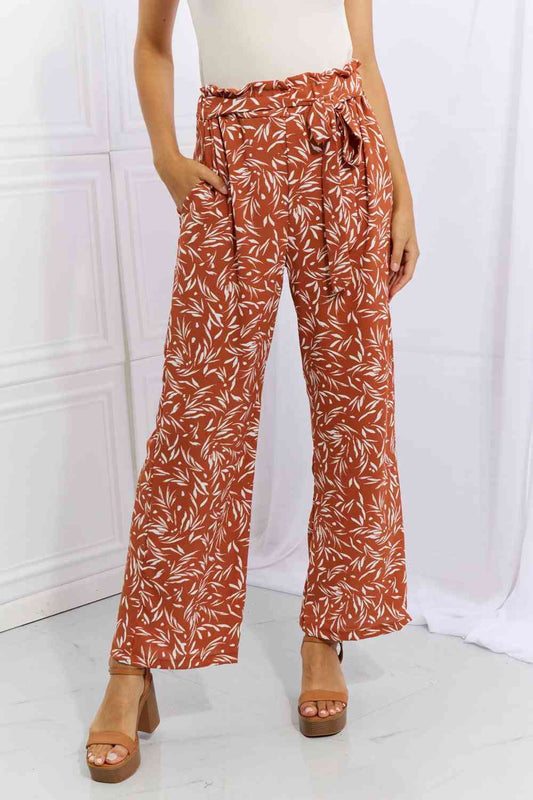 Women's Heimish Right Angle Full Size Geometric Printed Pants in Red Orange