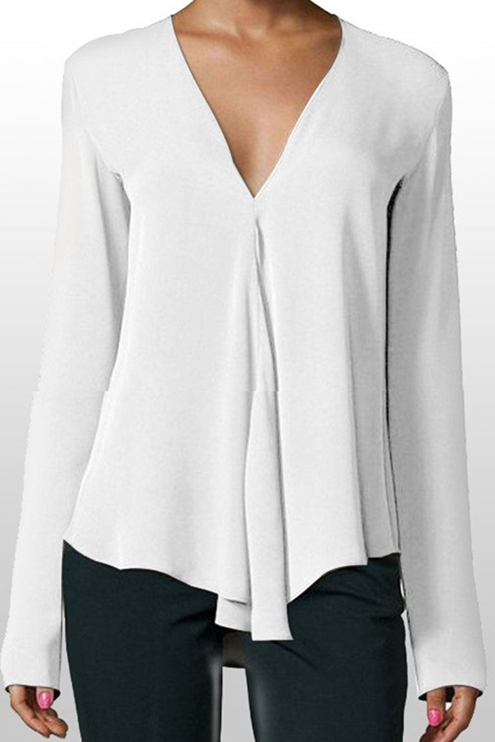 Women Chiffon Magnificent Solid Colored Thin Long Sleeve Breathable Soft Lightweight Chiffon Shirt - WSB74788