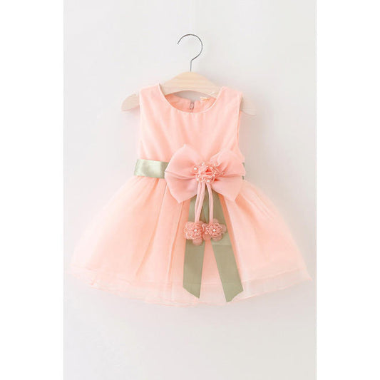 Infants Baby Girls Waist Bow Sleeveless Dress - C4694JPBD