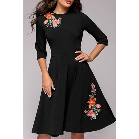 Ketty More Women Elegant Embroidered Slim Dress-KMWDC5146