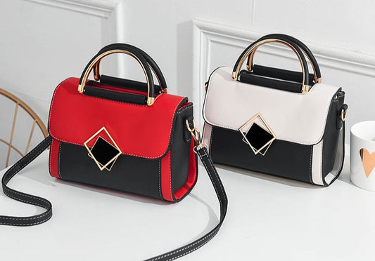 New trendy, fashionable, fresh, fresh and contrasting color single shoulder crossbody handheld PU small square bag