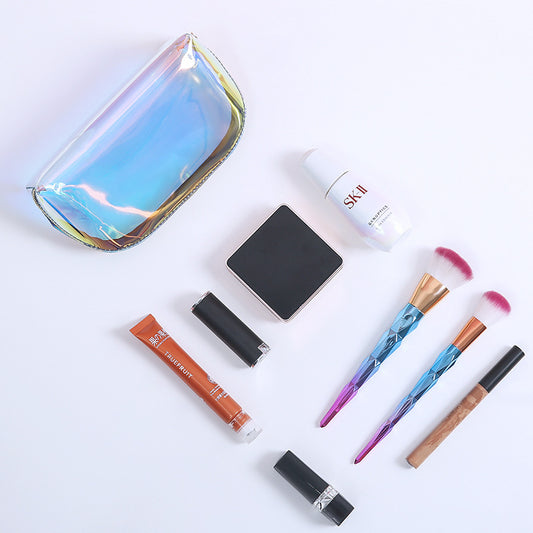Transparent Cosmetic Bag Waterproof TPU Colorful Semi-circular Lipstick Storage Bag Travel