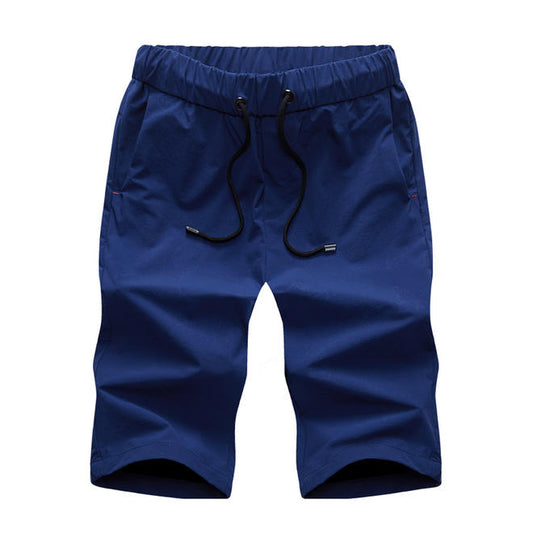 Men Elasticated Waist Solid Colored Stylish Relax Fit Beach Side Pockets Short - C14338KMMS