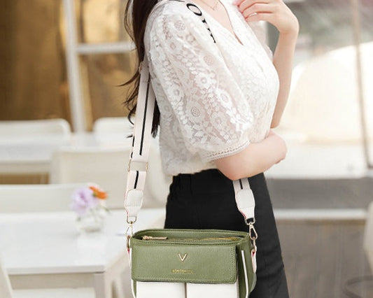 New Fashion Contrast Color Small Square Bag Sweet and Cute Women's Shoulder Crossbody Bag Personalized Design Niche Women's Bag
