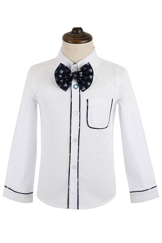 Kids Boys Long Sleeve Amazing Solid Colored Collar Neck Easy Button Closure Summer Stylish Shirt - C11064KBS