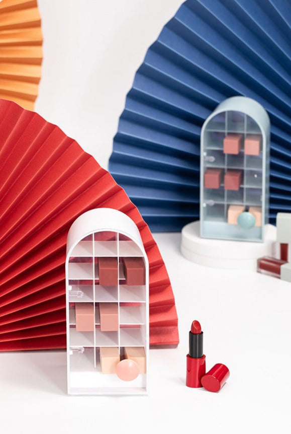 18 Capacity Lipstick Storage Box Desktop MakeUp Organiser Handle Design Shelf Desktop Organiser Handle Design Shelf MakeUp