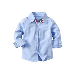 Kids Boys Solid Pattern Collar Bow Casual Shirt - C11058TCKBS