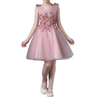 Kids Girls Decorated Flower Tail Dress - C3325UKGDB