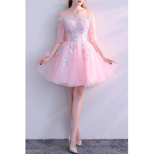 Women Decent Embroidery Mini Prom Dress - C14196