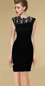Ketty More Women's Sleeveless Short Length Covered Neck Lace Dress Black-KMWD022