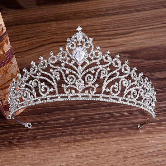 European luxury inlaid rhinestone zircon bridal large crown wedding dress tiara princess birthday headband
