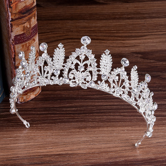 Bridal alloy inlaid rhinestone leaf crown Korean exquisite rhinestone wedding birthday accessories hair