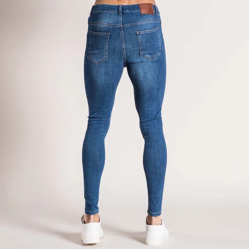 Men Jeans Fashion Skinny Pants Man Ripped Wash Solid Denim Casual Pants - MJN0059