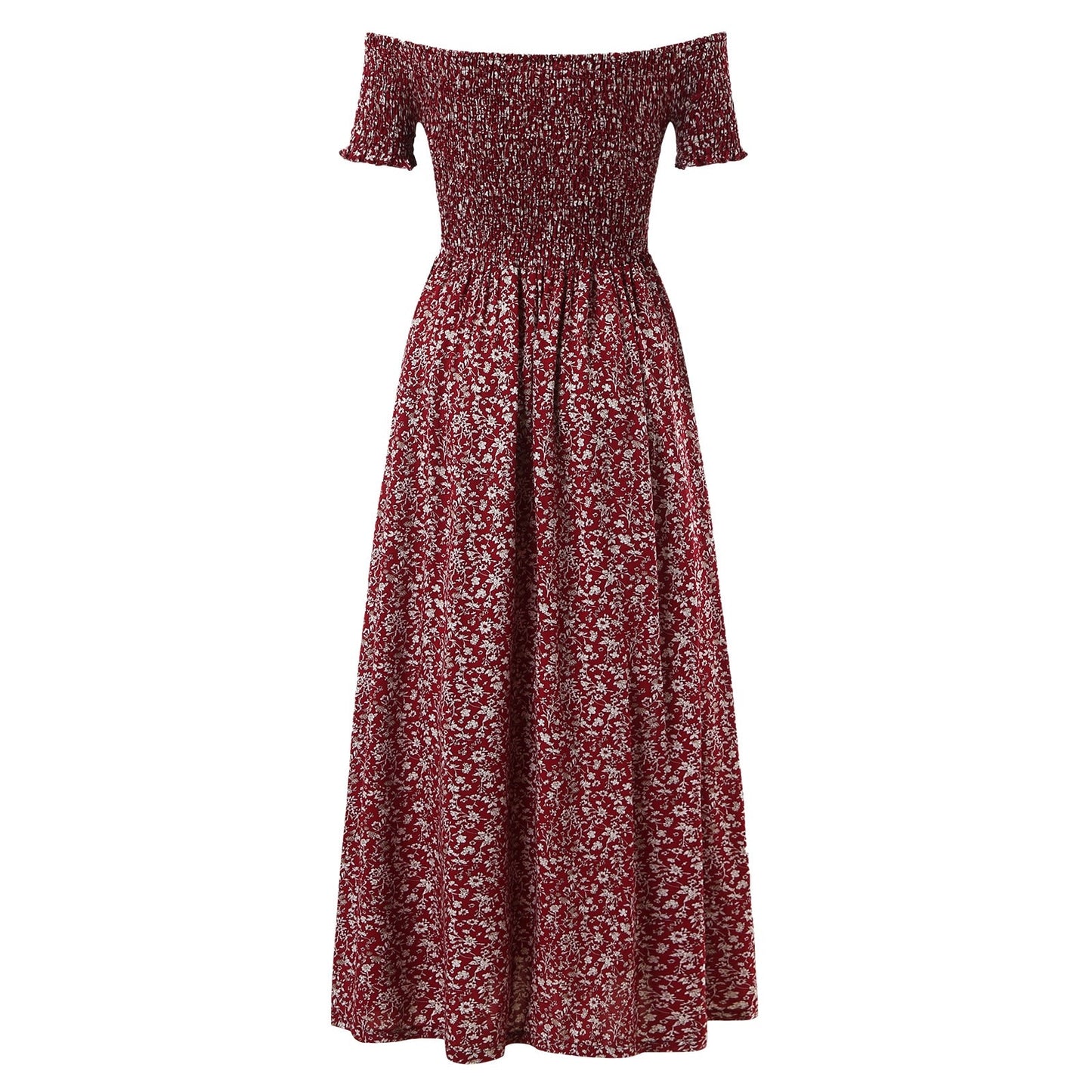 Women Long Summer Dress Casual Plus Size Flower Print Maxi Dresses- WD8183