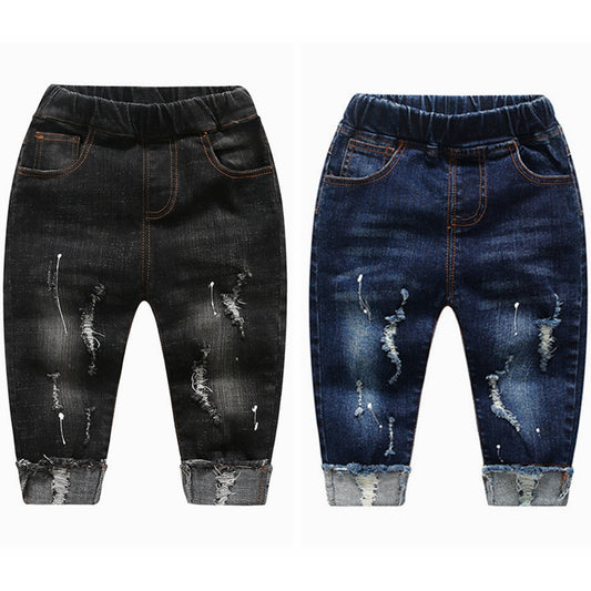 Baby & Toddler Boys Jeans Stretchy Denim Clothing Boys Ripped Holes Pants - BBJ0213