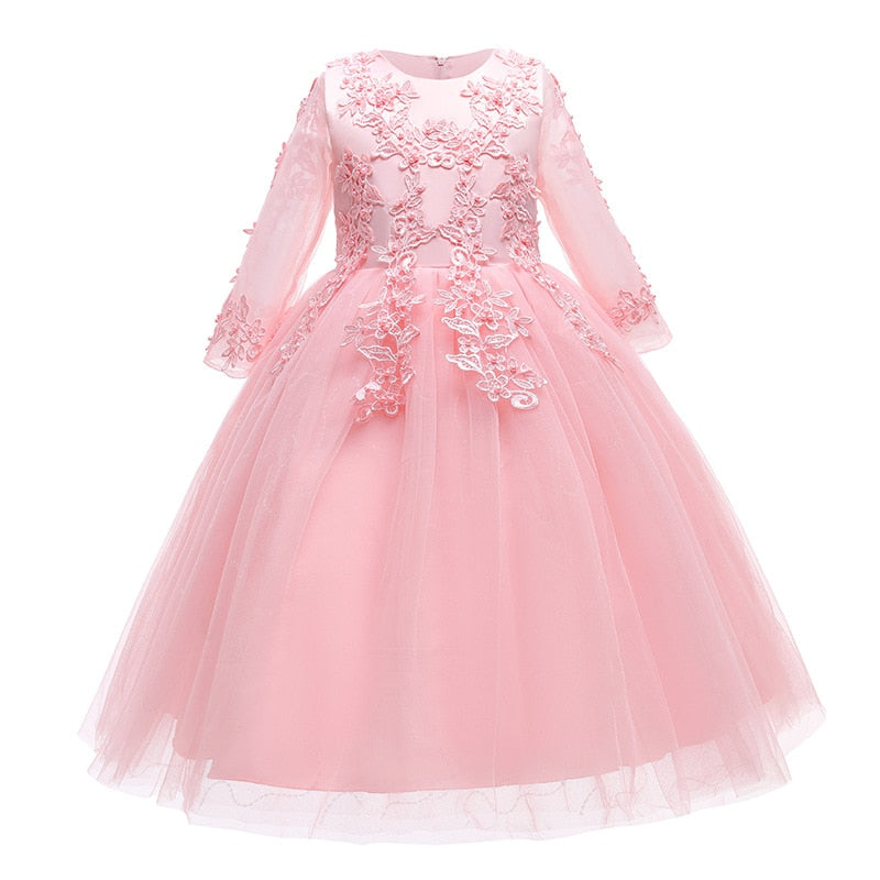 Kids Girls Red Dress Lace Prom Ball Gown Toddler Kids Clothing Wedding Evening Formal Dress - KGD8364