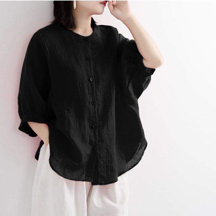 Woman Summer Blouses Cotton Linen Shirt Elegant Blouses - WSB8538