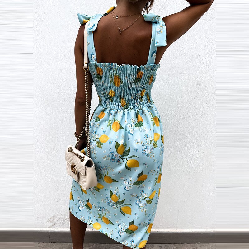 Women Summer Fashion Strapless Print Bandage Sling Dress - WD8242