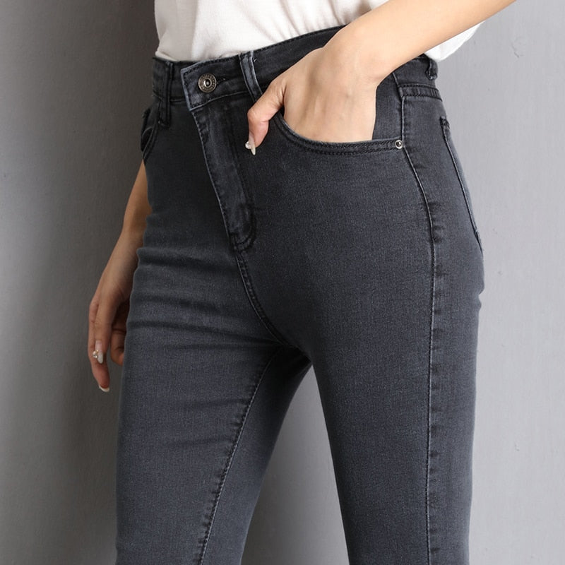 Women's Jeans High Elastic Waist Stretch Denim Jeans Washed Skinny Pencil Pants - WJN0021