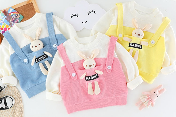 Toddler Girl Clothes Cartoon Spring  Rabbit Outfits Set Long-sleeved - BTGO8413
