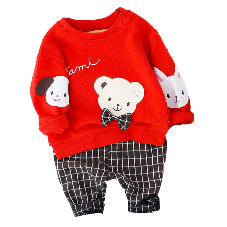 Cartoon Animals Print Clothes for Boys & Girls Soft Cotton Long Sleeve Autumn Outfits