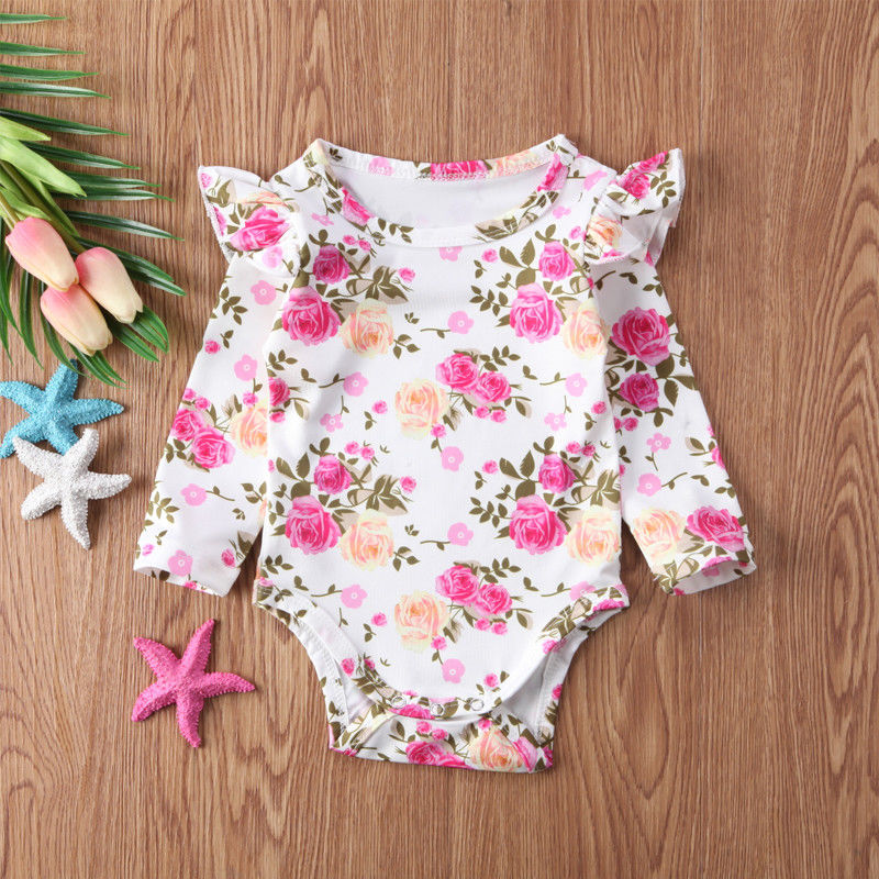 Baby & Toddler Infant Newborn Long Butterfly Sleeve Romper Outfits Jumpsuit
