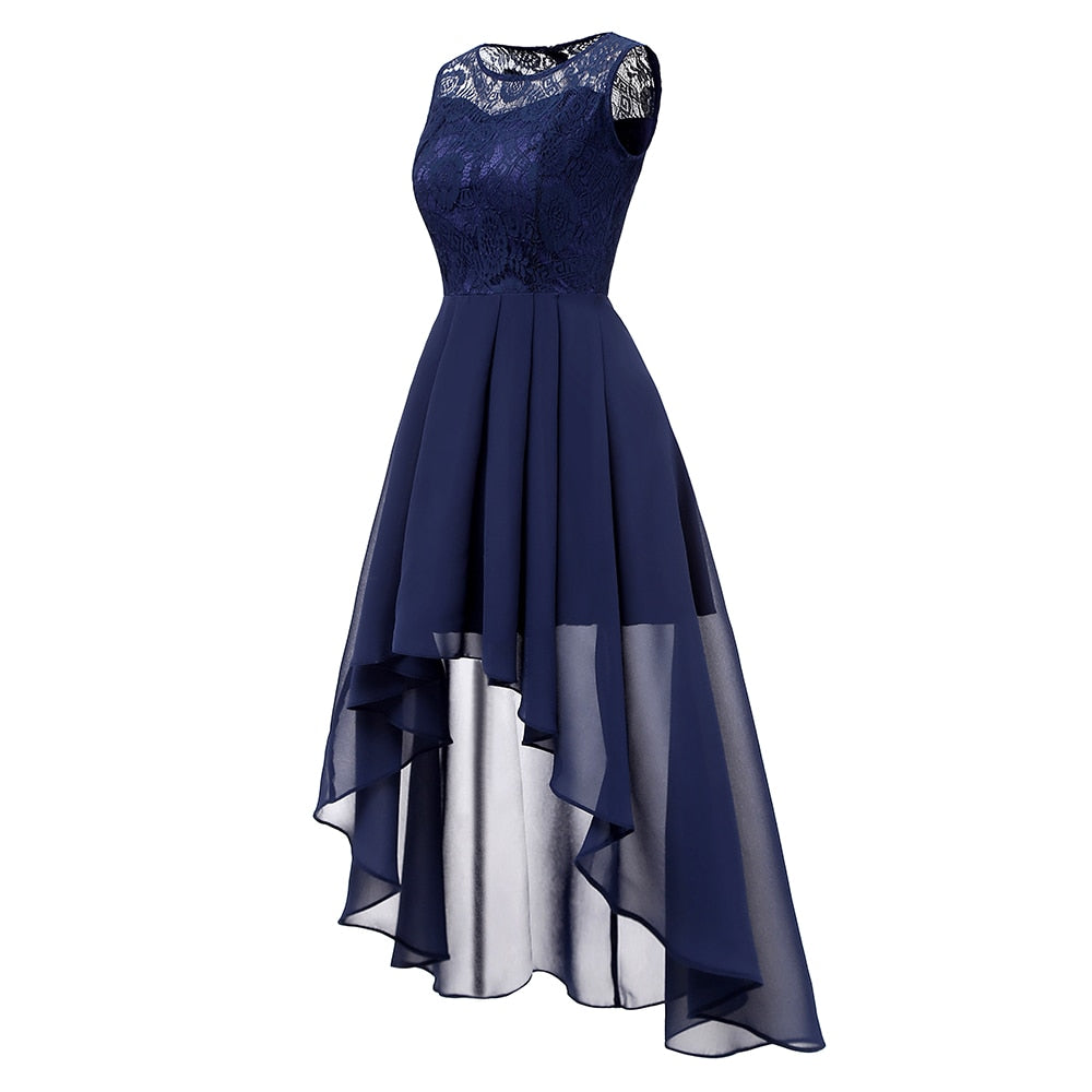 Women Sleeveless Chiffon Lace Long Maxi Dresses Female Elegant Party Dress - WD8251