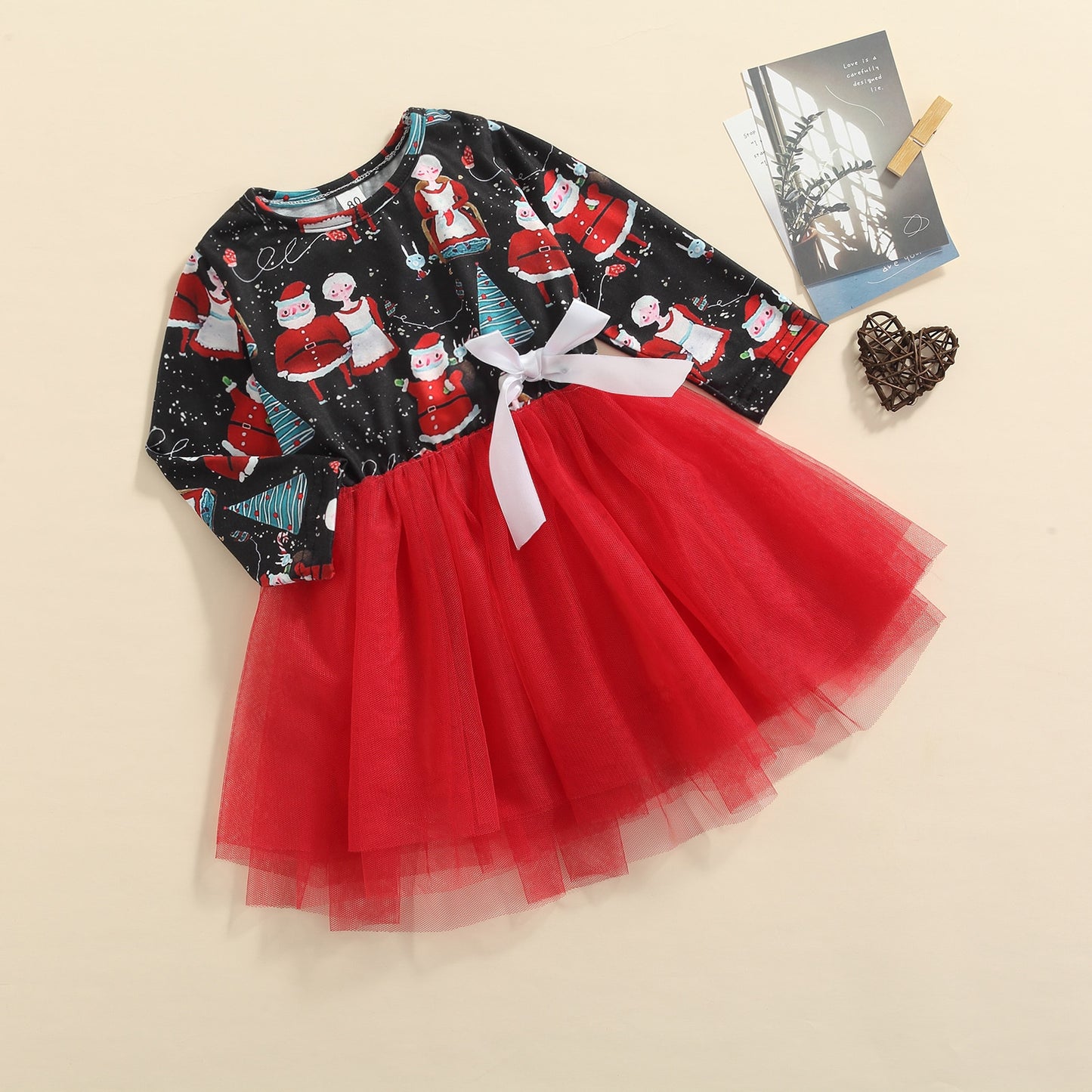 1-6Y Girls Dress Toddler Children Kid Girl Red Tulle Tutu Dress - BTGD8515