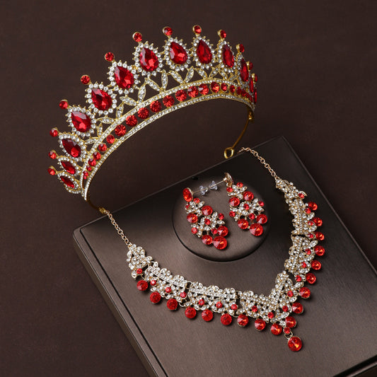 Crystal Wedding Bridal Jewelry Sets Women Bride Tiara Crowns Earring Necklace Set Wedding Hair Accessories