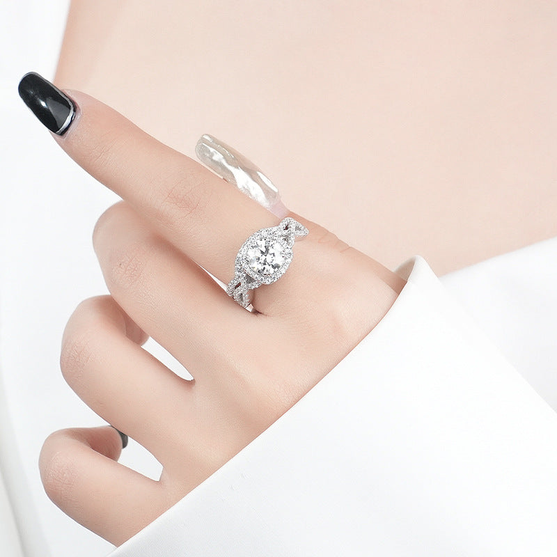 1.5 carat round moissanite ring women's s925 sterling silver set ring elegant stacking ring