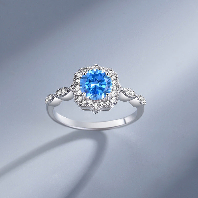 1 carat moissanite flower ring for women 925 sterling silver elegant and high-end ring