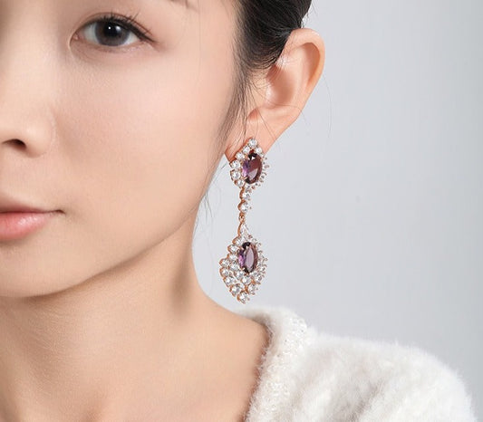 Caibao series exaggerated high-end earrings for women, retro palace style earrings, elegant luxury dress accessories